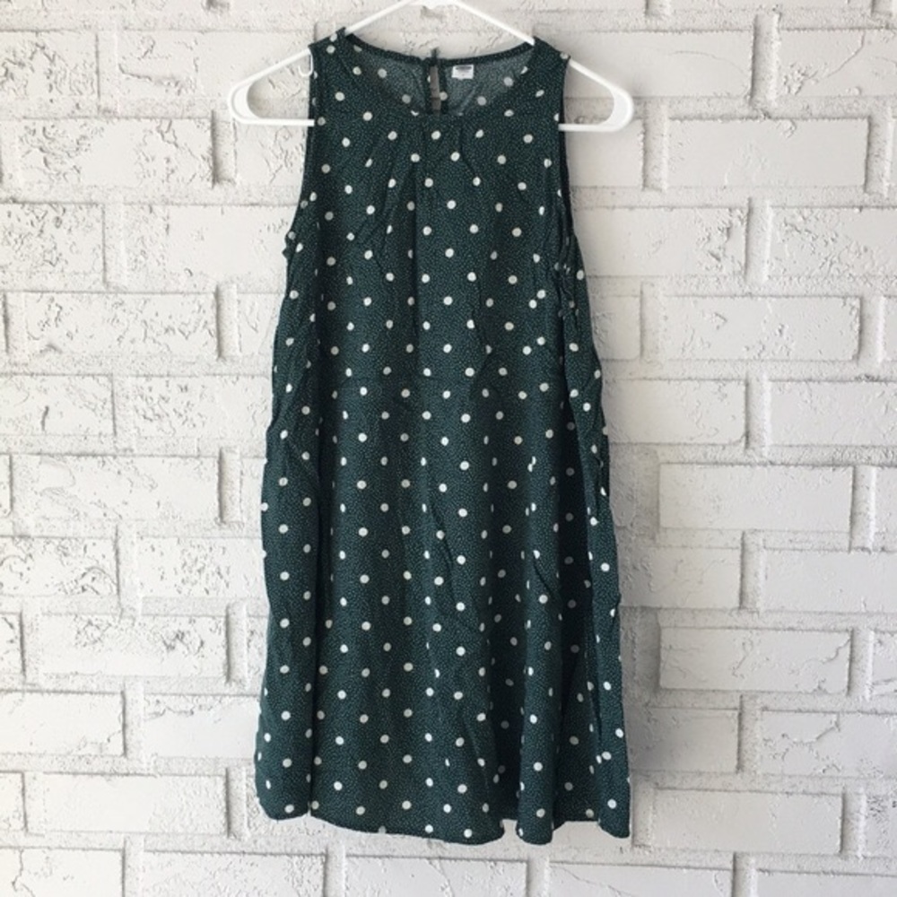 Old Navy Green Polka Dot Swing Dress
